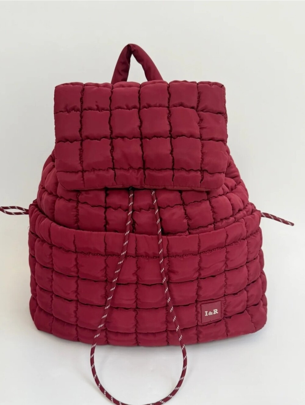 Iris & Rainbow Quilted Nylon Puffer Backpack Wine